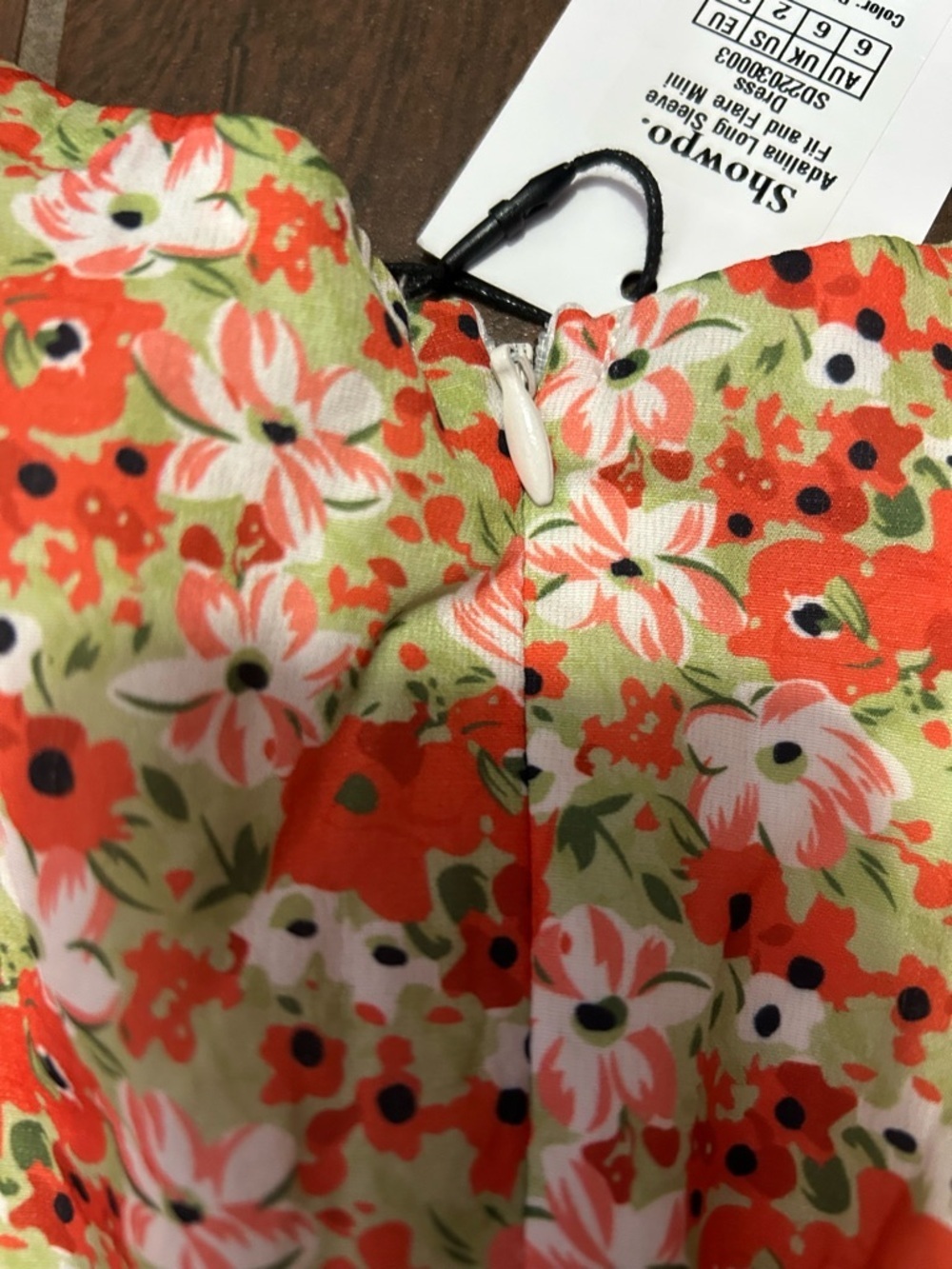 Showpo Adalina Long Sleeve Fit and Flare Mini Dress Floral Size 2 - Picture 9 of 9